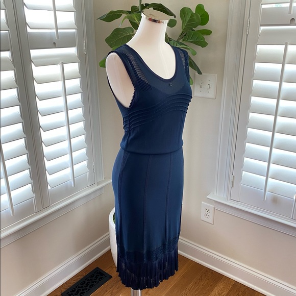 Chanel Navy Blue Dress size 40 with slip dress - Picture 3 of 15